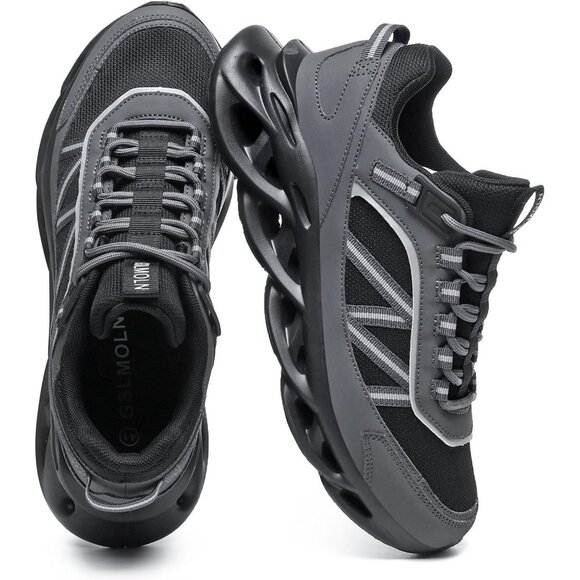 Men's Black White Cross Training Walking Running Tennis Sneakers Athletic Shoes - Picture 6 of 8